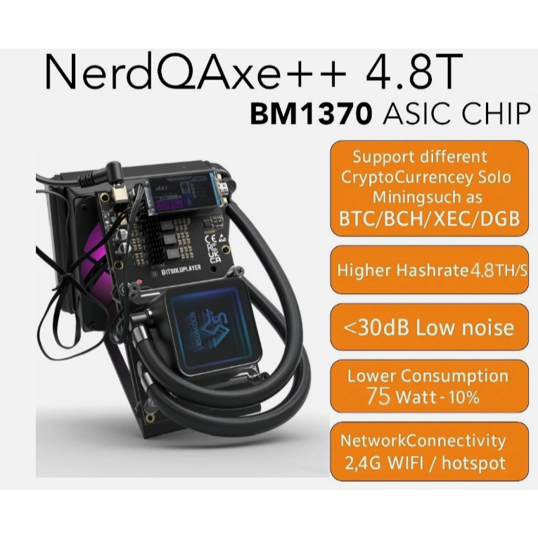 NerdQaxe++ Hydro 4.8TH/s 75W ASIC Miner BTC Miner BTC Lottery Solo Home Mining Kripto Cryptocurrency