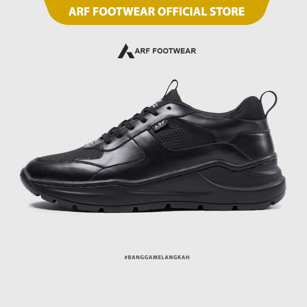 ARF Jaguar FullBlack Sepatu Sneakers Hitam Casual Pria Wanita Sepatu Sekolah Chunky Daddy Shoes