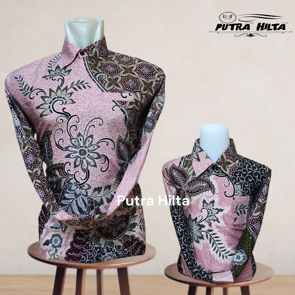 Batik Coupel Ayah Anak Warna Soft Pink Bahan Katun Prima40s Lapis Furing Premium//batik soft pink co