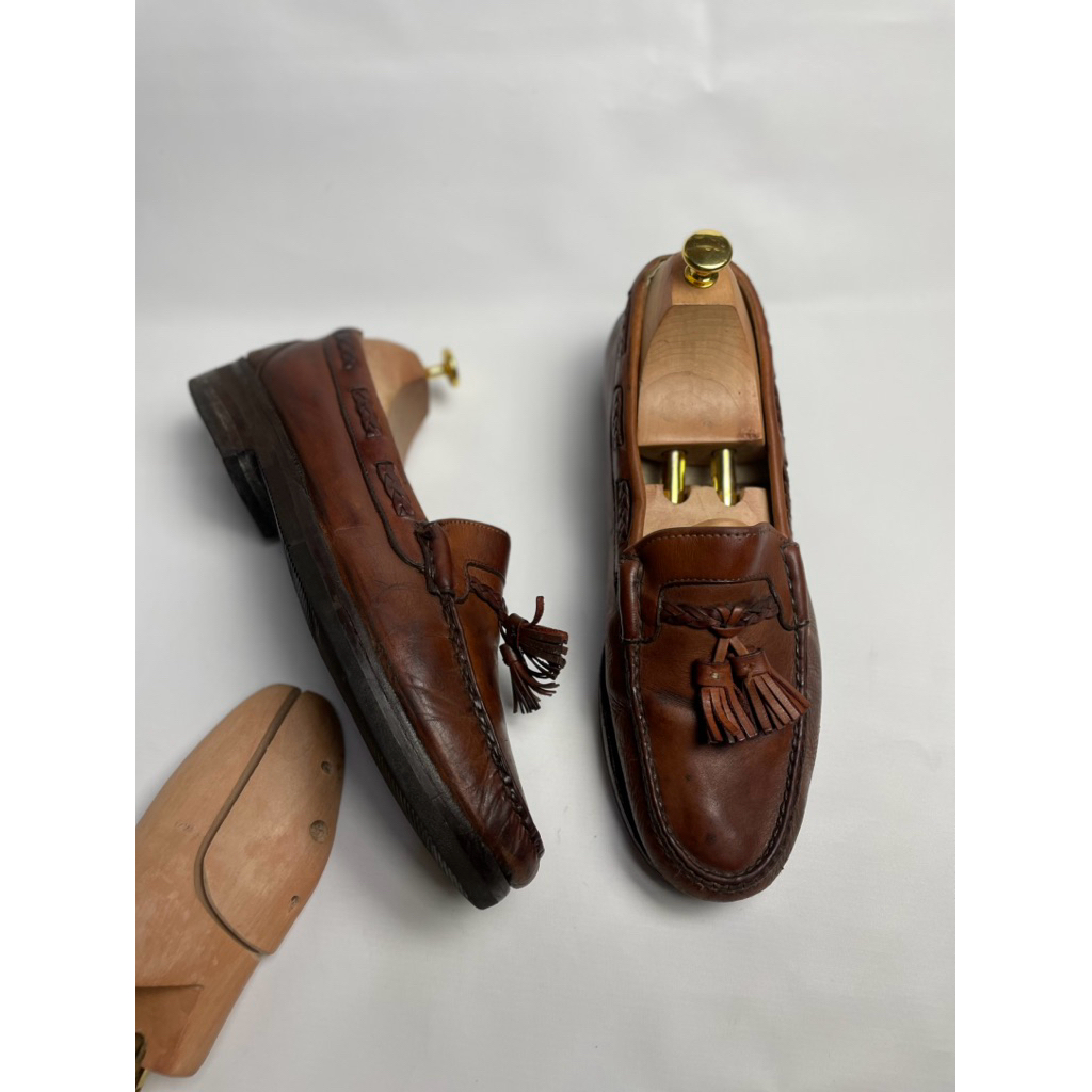 sepatu pria tassel loafers brown leather