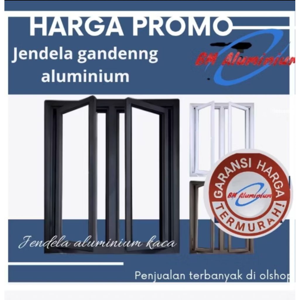 jendela aluminium 120x120 gandeng casement