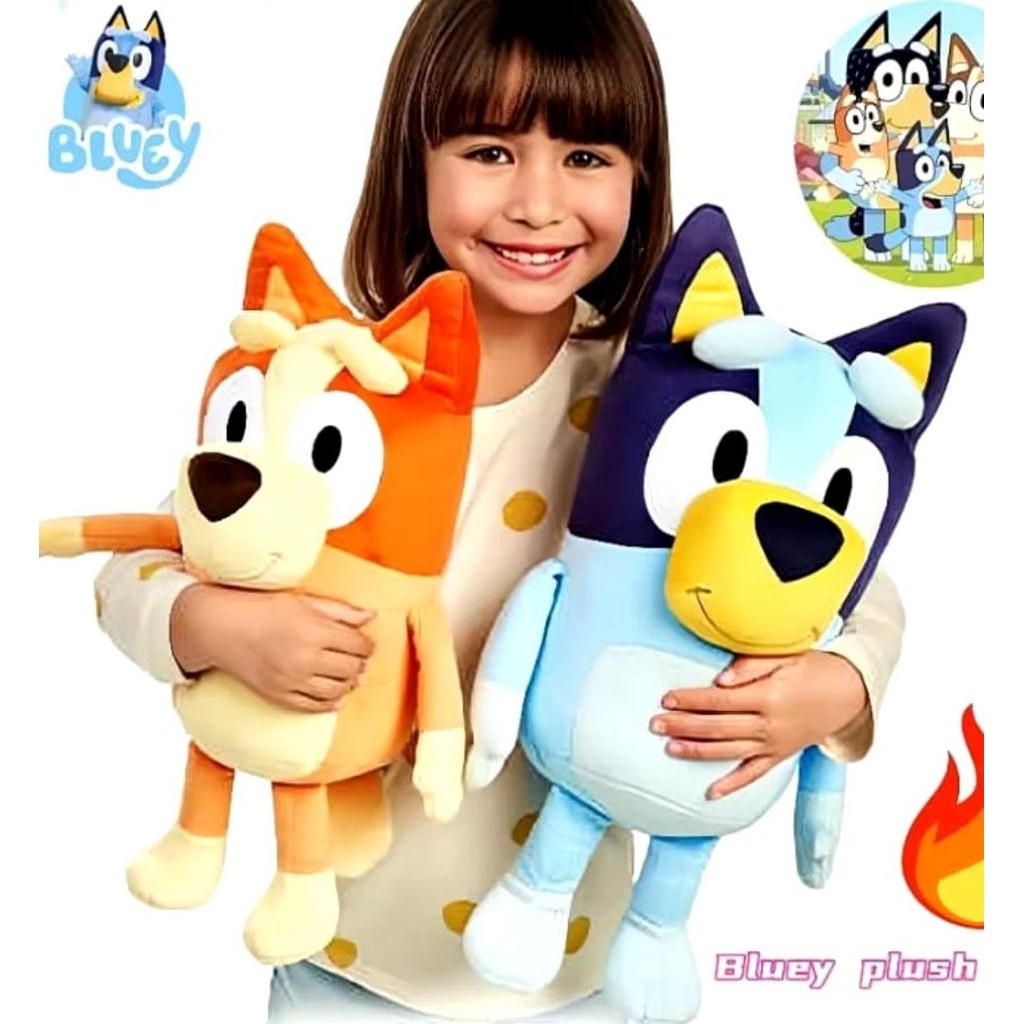 1 Pasang Boneka Bluey & Bingo family Cartoon Dog Stuffed Lembut 40cm Hadiah Anak Lucu
