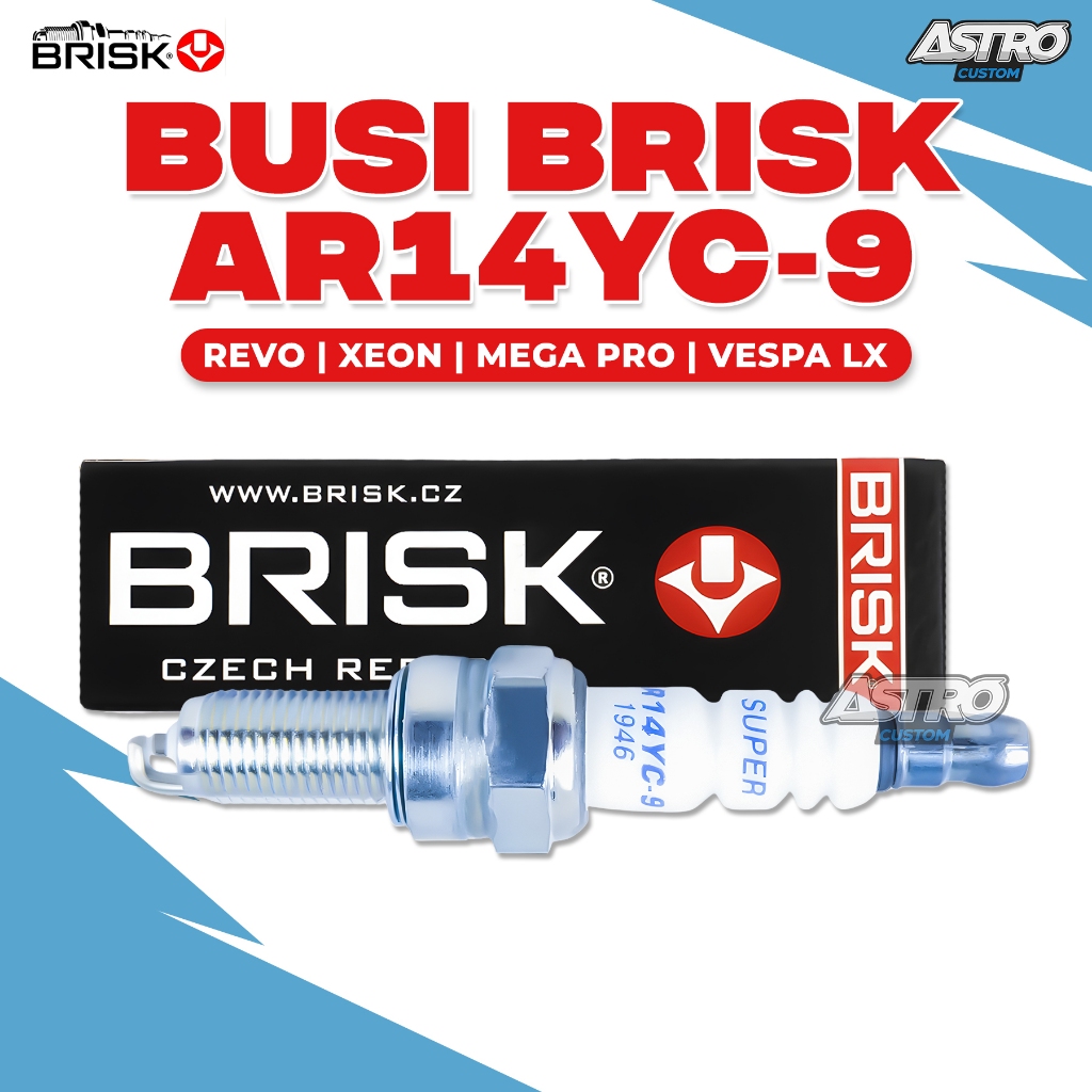 Busi Motor Racing Brisk Vespa Xeon RC MEGA PRO Vespa LX  DLL Lengkap Copper AR14YC-9