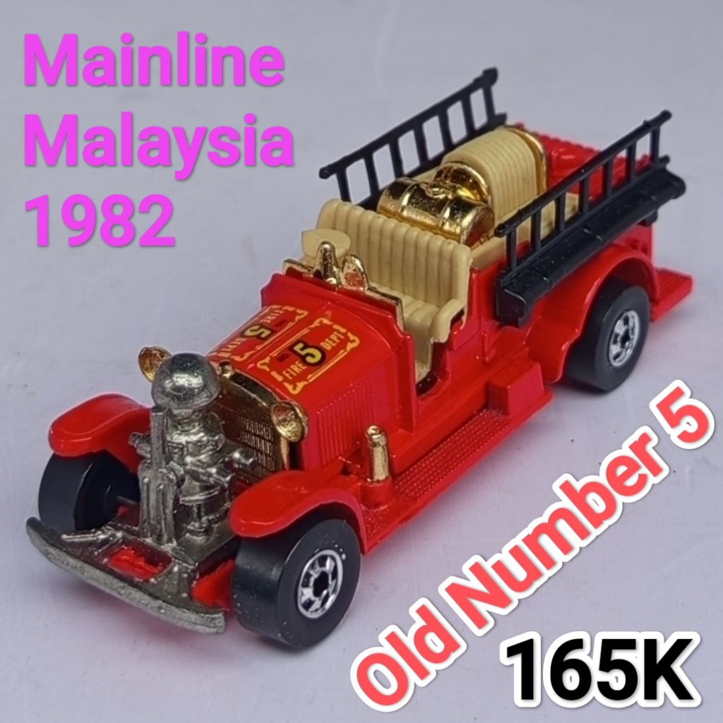 Hot Wheels Mainline Old Number 5 Pemadam Kebakaran ban Blackwall Loose