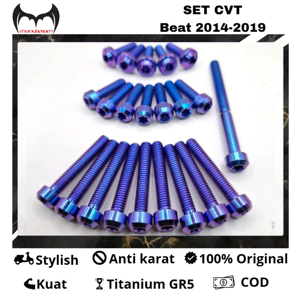 Baut Titanium Set Bak Cvt Motor BEAT ESP 2014-2019 Titanium Gr5