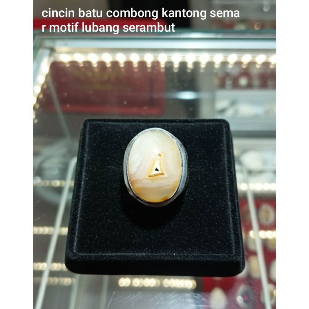 CINCIN BATU COMBONG KINASIH MOTIF KANTONG SEMAR LUBANG SERAMBUT SIZE 10