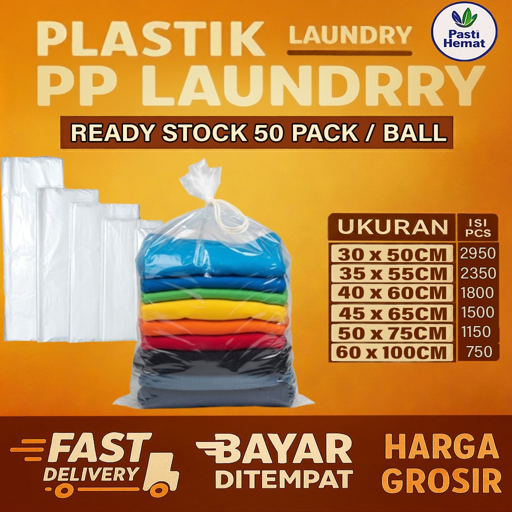 Plastik Laundry Bening | Kantong PP Kiloan | Hemat Paket 1 Ball