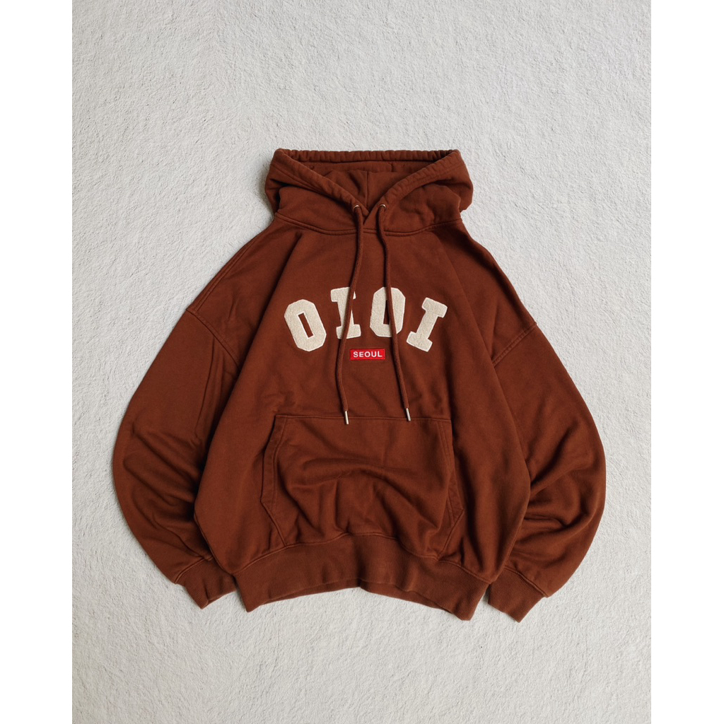 OiOi Seoul Brown Embroidery Hoodie