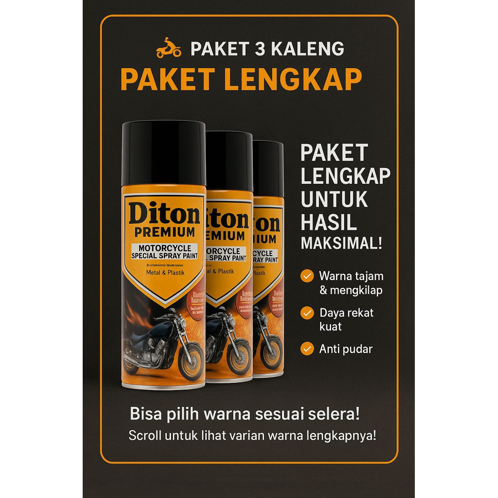 Pilox Diton Premium Paket 3 Kaleng || Cat Semprot Body Motor Velg Motor&Rangka Motor