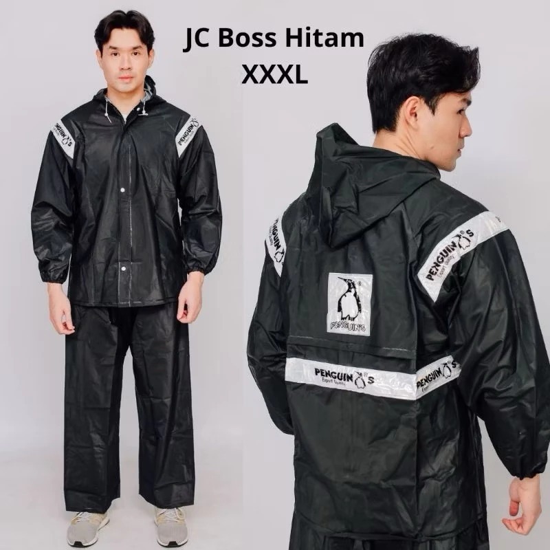 MANTEL JAS HUJAN P333 XXXL JUMBO JAKET CELANA PENGUIN'S HITAM