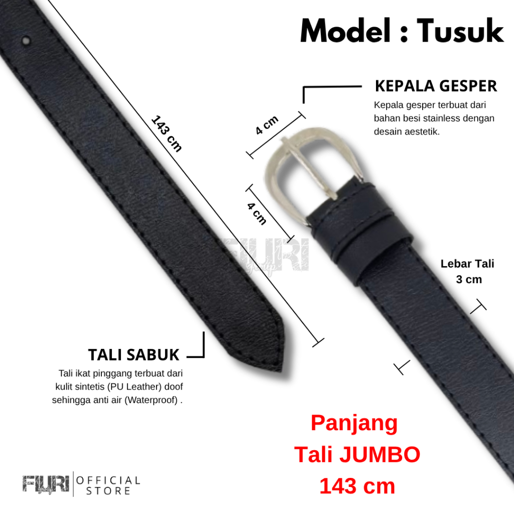 Ikat Pinggang Polos - Sabuk Tusuk Bundar Jumbo - Ikat Pinggang Cewek - Ikat Pinggang Pria Wanita