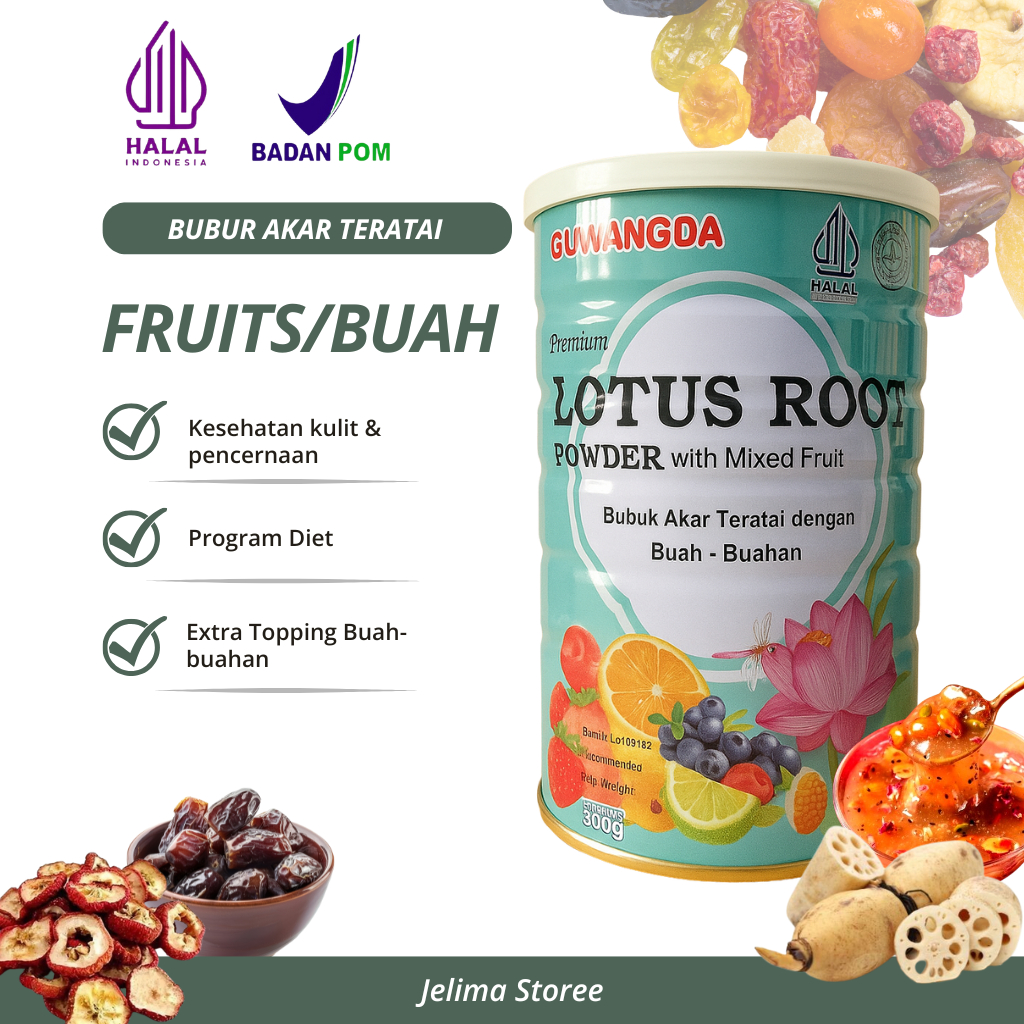 OUFEN LOTUS ROOT POWDER FRUITS / BUAH MAKANAN DIET SEHAT EXTRA BUAH KAYA VITAMIN & ANTIOKSIDAN 500G