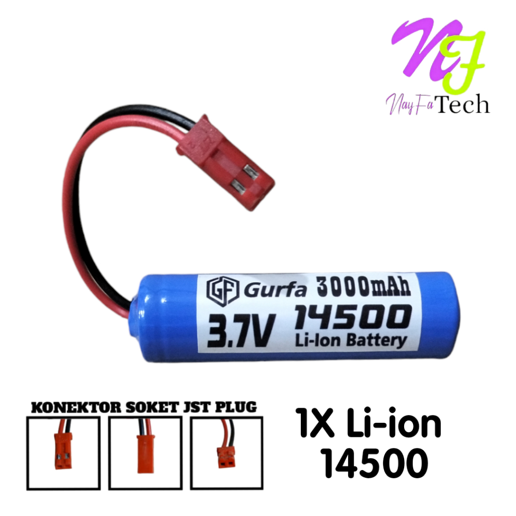 Baterai RC / Baterai Mainan Anak 1X 14500 3000mAh 3.7V Konektor JST MERAH -ORIGINAL