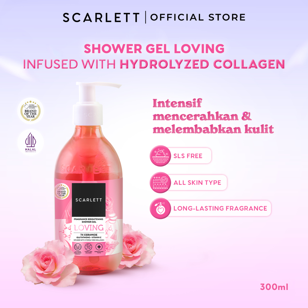 Scarlett Fragrance Brightening Shower Gel Loving | Body Wash | Sabun Mandi Cair