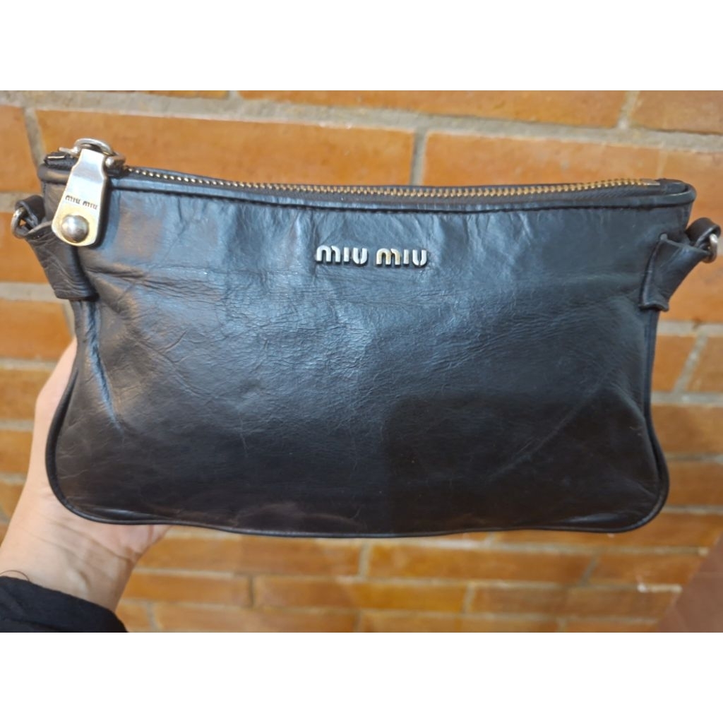 miu2 vintage clutch/ mini sling with long strap (lengkap)
