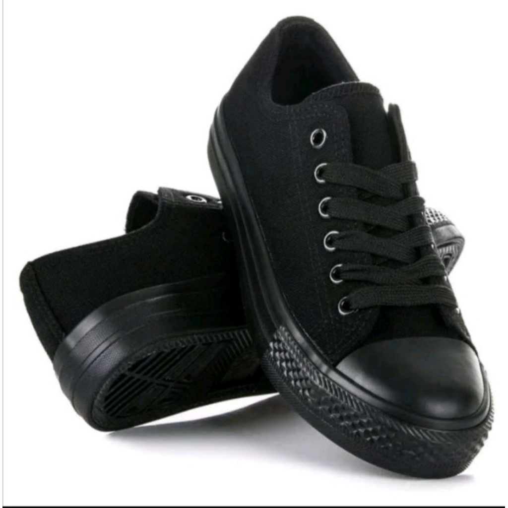 Sepatu Sneaker Sekolah Kerja Pria/Wanita Anak Anak Hitam polos