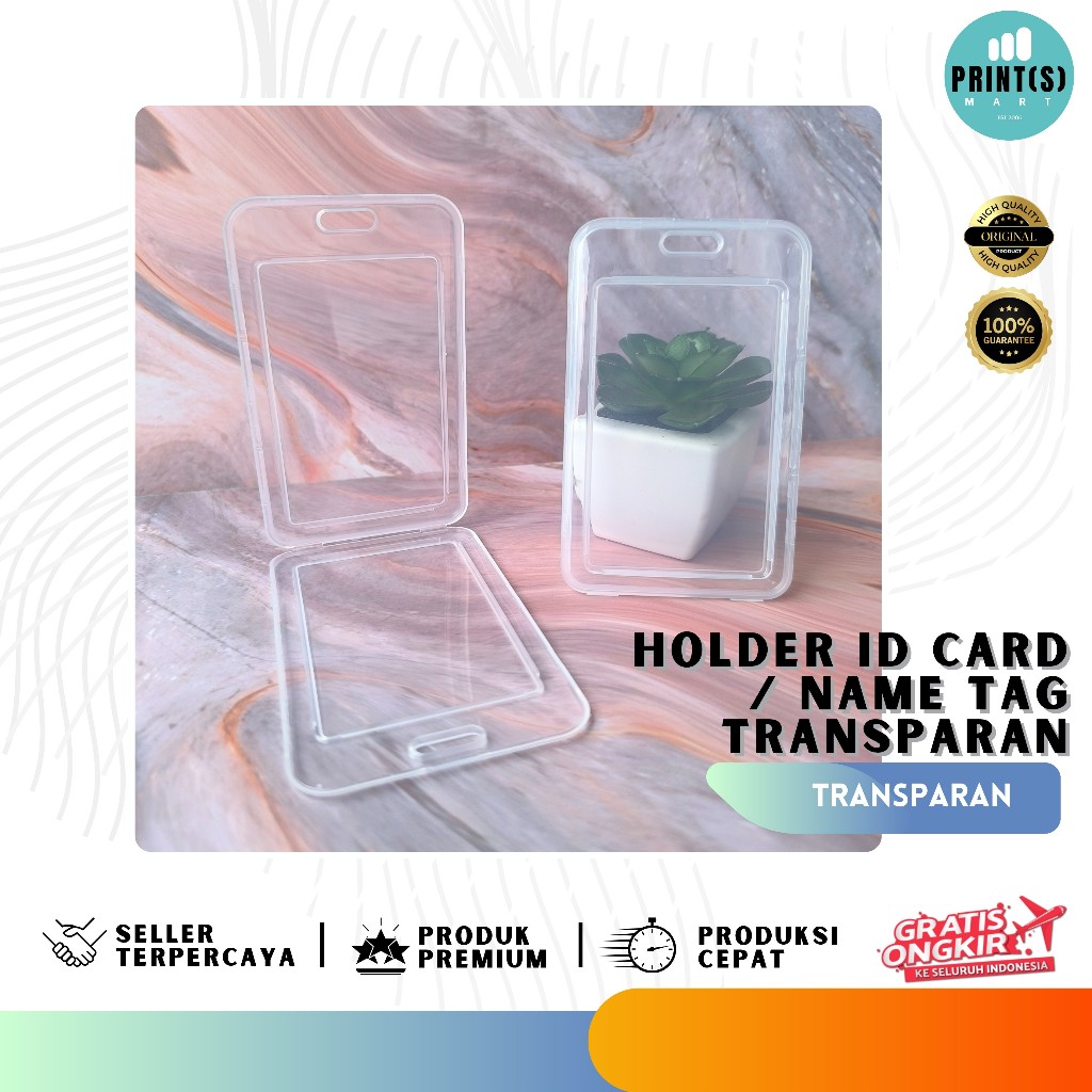Holder ID Card / Name Tag Transparan / Bening 2 sisi, Casing /Wadah ATM / E-money /ID Card