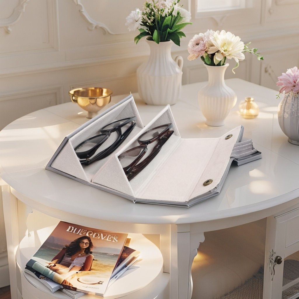 GOMAX Box Kacamata Lipat, Kotak Tempat Penyimpanan Kacamata Lipat, Glasses Organizier, Case Kacamata