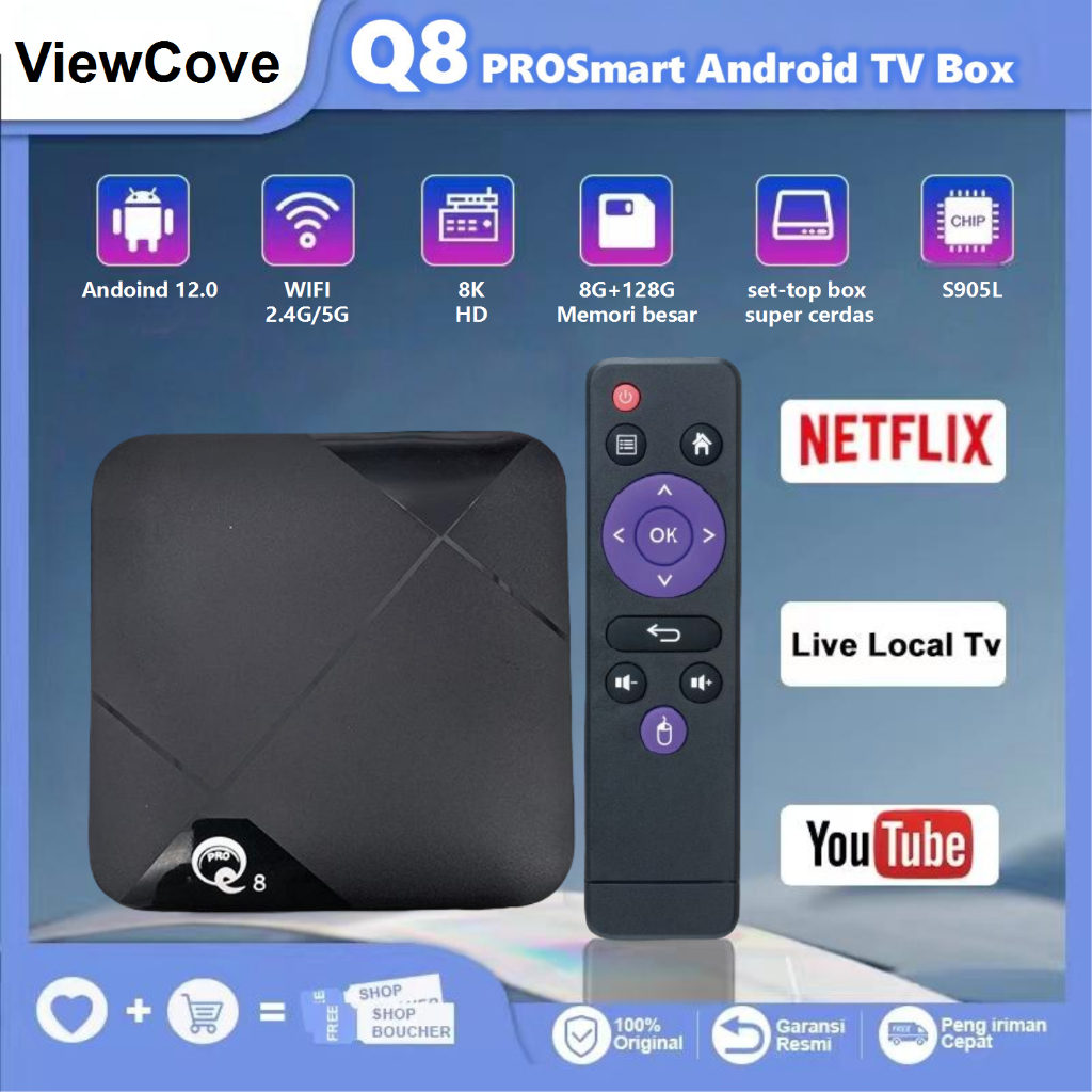 Latest Android TV Box Q8 Pro Android 12.0os 2.4G WIFI 16GB Ram 256GB Rom STB 4K Smart TV Box Unlock 