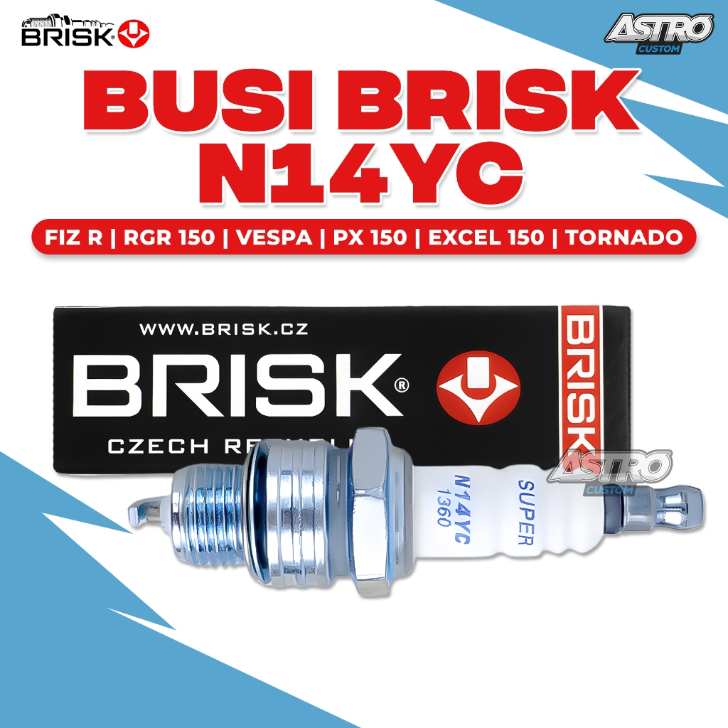 Busi Motor Racing BRISK FIZ R RGR VESPA PX 150 Excel 150 Tornado lengkap DLL Copper N14YC