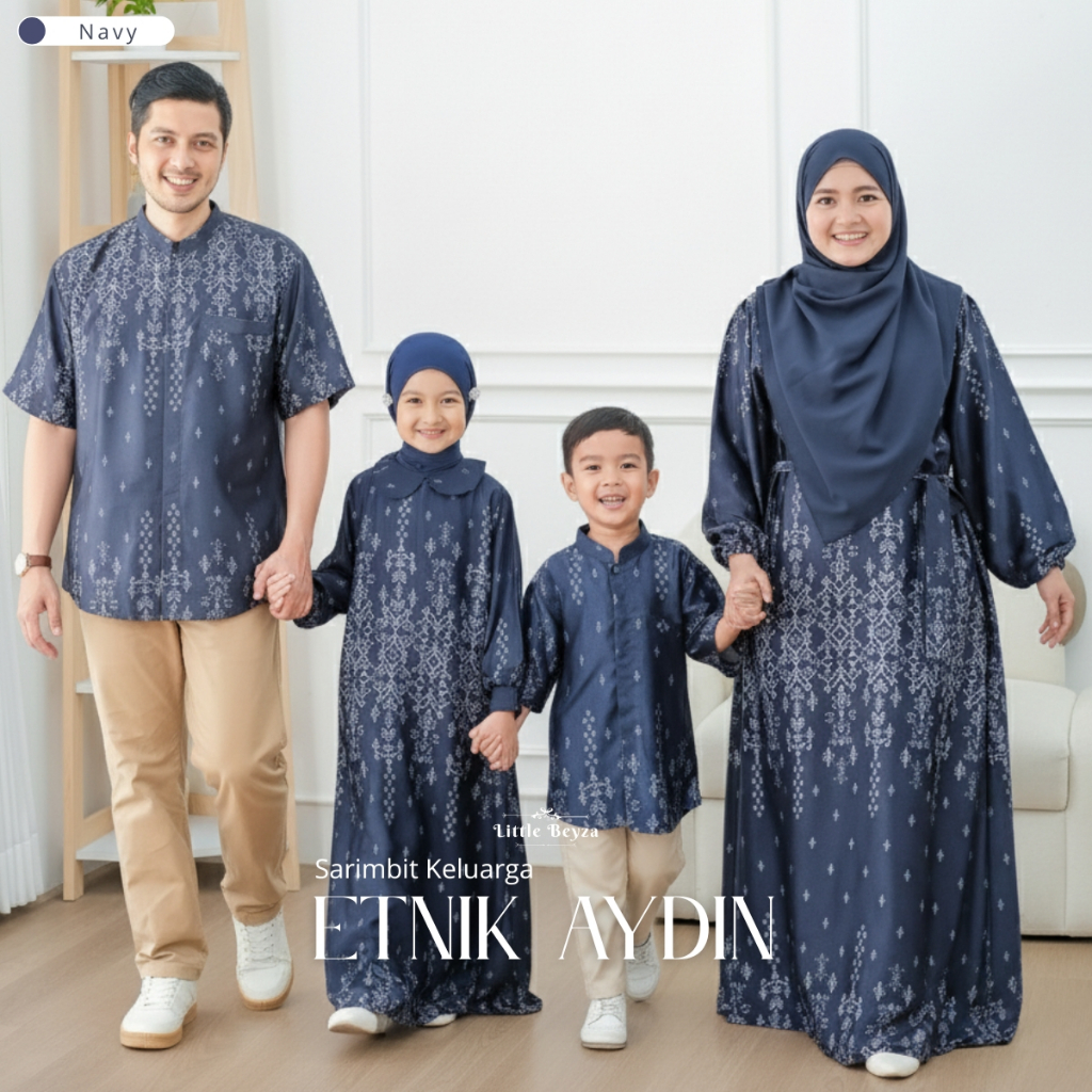 BAJU SARIMBIT KELUARGA TERBARU 2026 | COUPLE KELUARGA MODERN DAN ELEGAN | FAMILY SET BIRU NAVY