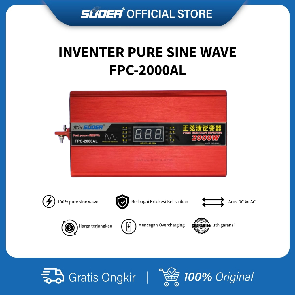 SUOER INVERTER FPC 2000 WATT PURE SINE WAVE
