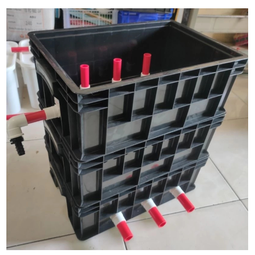 trickle filter kolam ikan box filter tanpa media 3 susun filter Mini-Hitam