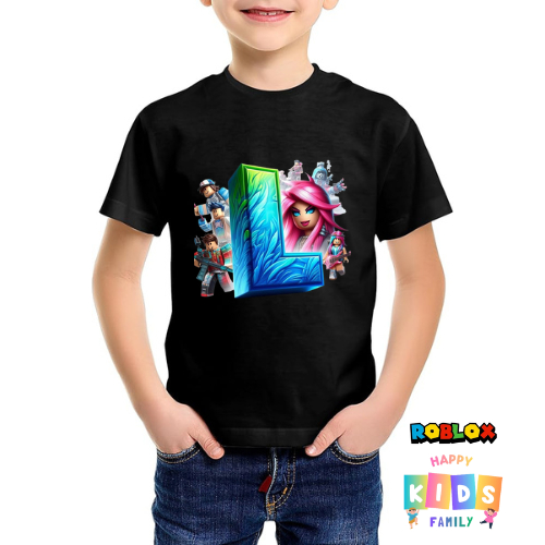 PROMO TERMURAH ROBLOX Kaos anak-anak roblox inisial L unisex pria wanita ukuran L XL XXL umur 4-10 t