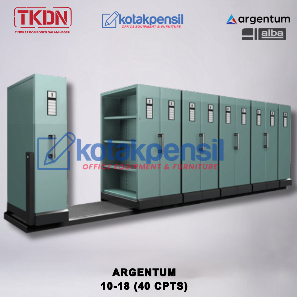 Mobile File Manual ARGENTUM ALBA MF 10-18 (40 cpts) Roll O Pack | Lemari Arsip Besi Kantor