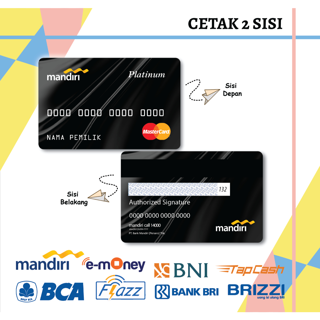 EMONEY E TOLL CREDIT CARD PLATINUM E MONEY MANDIRI FLAZZ BCA GEN 2 BNI TAPCASH BRIZZI BRI 2 SISI