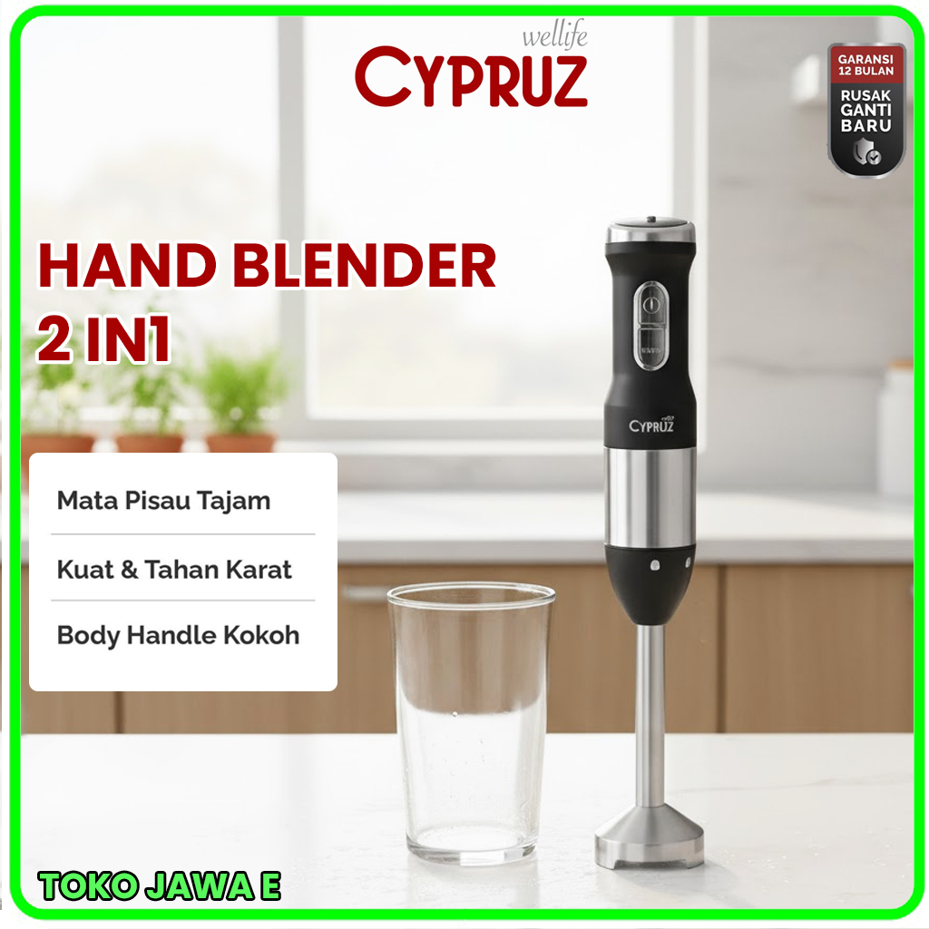 CYPRUZ HAND BLENDER 2IN1 BR-0234 TAJAM KUAT, ANTI KARAT, GARANSI RESMI 1TAHUN