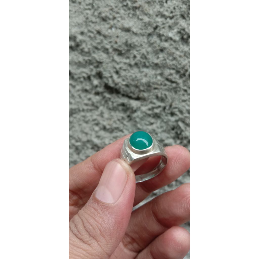 cincin perak handmade dengan batu bacan/Garut