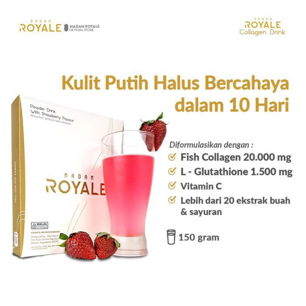 Madam Royale Collagen Drink | Dosis Tinggi Collagen & L Glutation - Normal Sugar