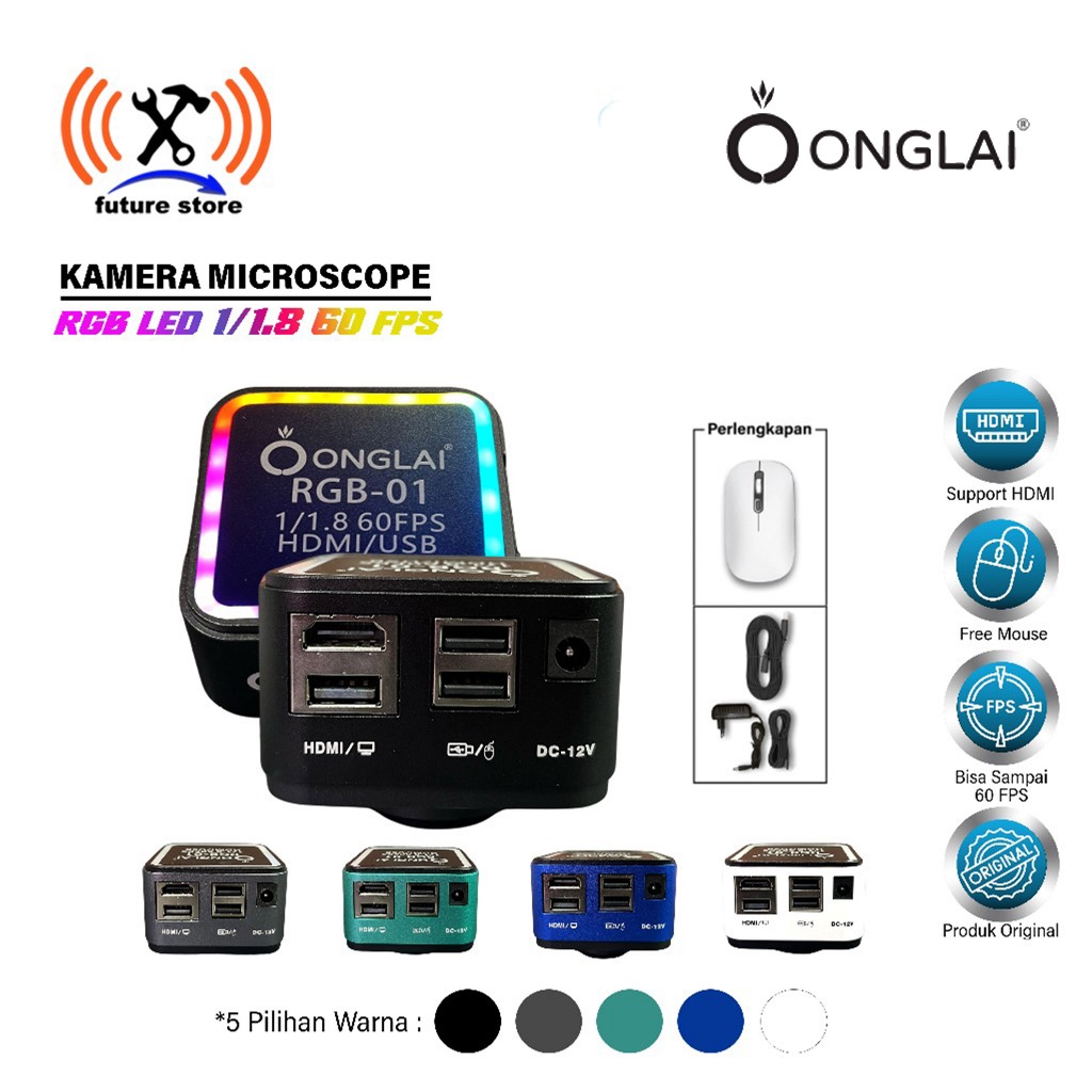 ONGLAI RGB-01 KAMERA MICROSCOPE WARNA BLACK/WHITE/GREEN/BLUE/GREY 1/1.8 60FPS ORIGINAL HDMI ORIGINAL