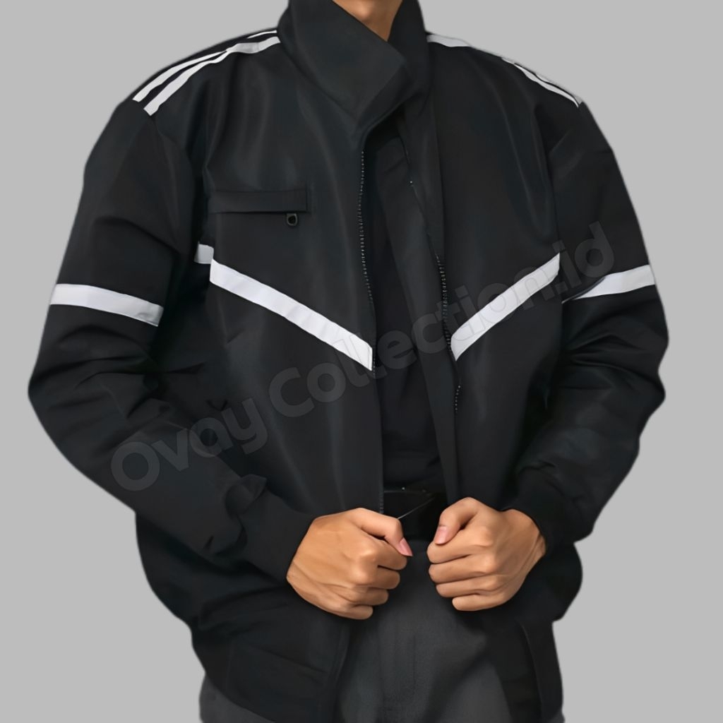 Jaket Bomber Pria Ojol Hitam Polos | Jaket Driver Ojek Online Polos | Jaket Motor Pria Wanita Polos 