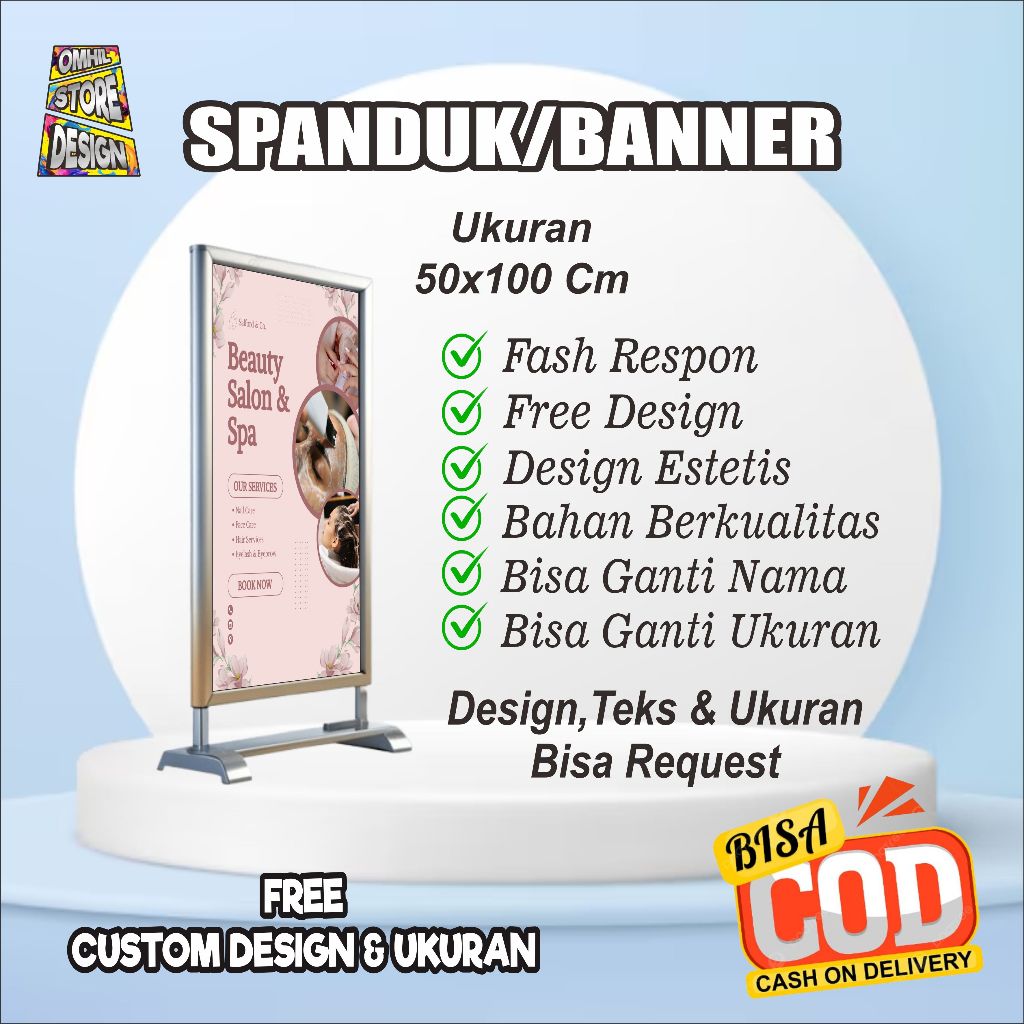 Spanduk Banner 50x100cm Salon Free Custom Design Dan Ukuran