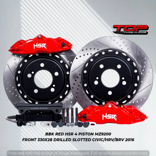 jual big brake kit bbk hsr wheel 4 piston mobil civic/hrv/crv warna red original murah