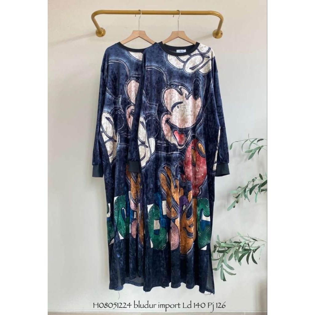 Gamis bludru mickey jumbo import