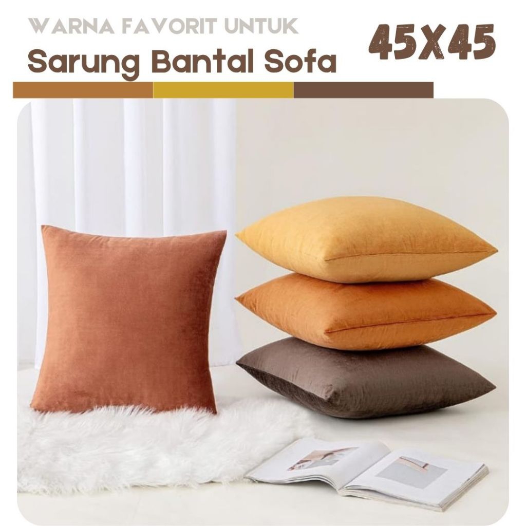 Sarung Bantal Sofa polos Suede 45x45 (Sarung saja)