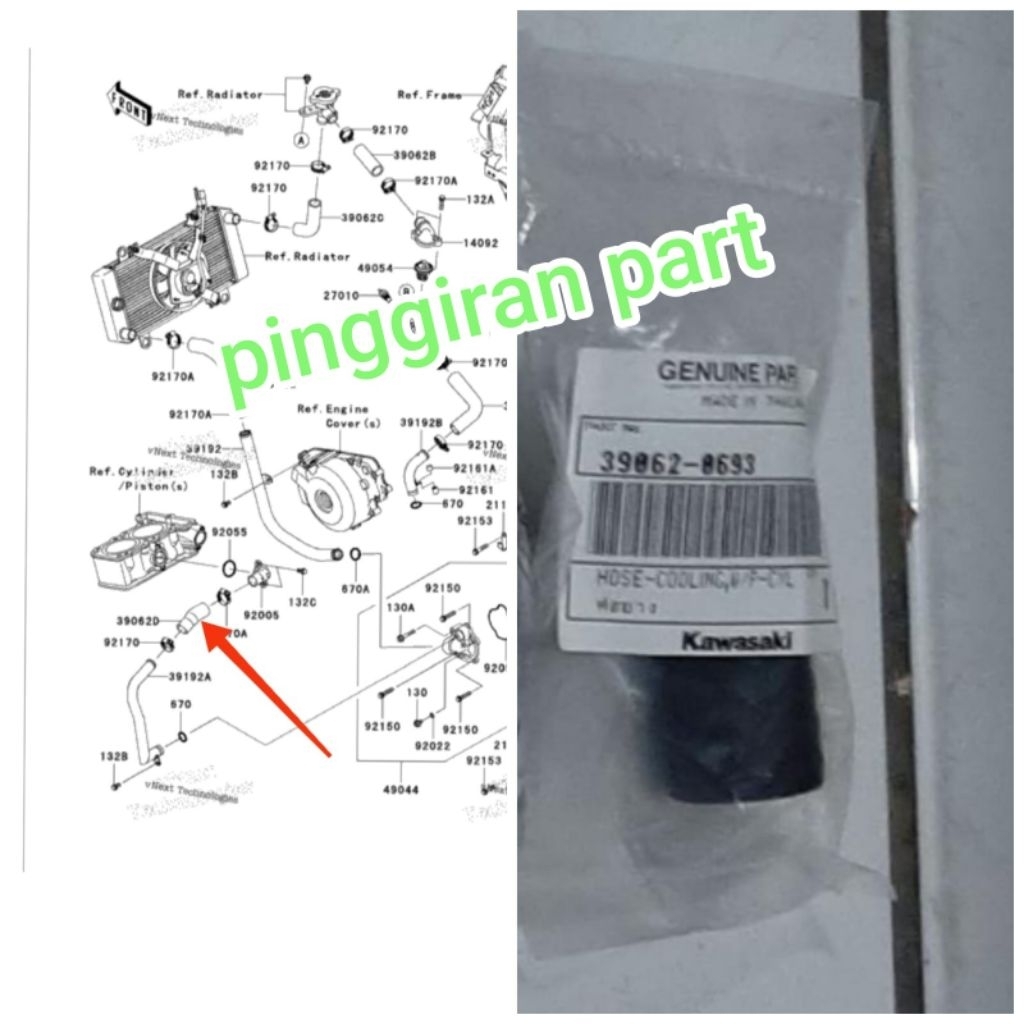 selang radiator Ninja 250R Ninja 250 karbu Ninja 250fi old original