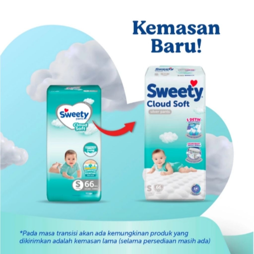 TERMURAH Sweety Silver Pants S66 Cloud Soft Popok Bayi Sekali Pakai Pampers