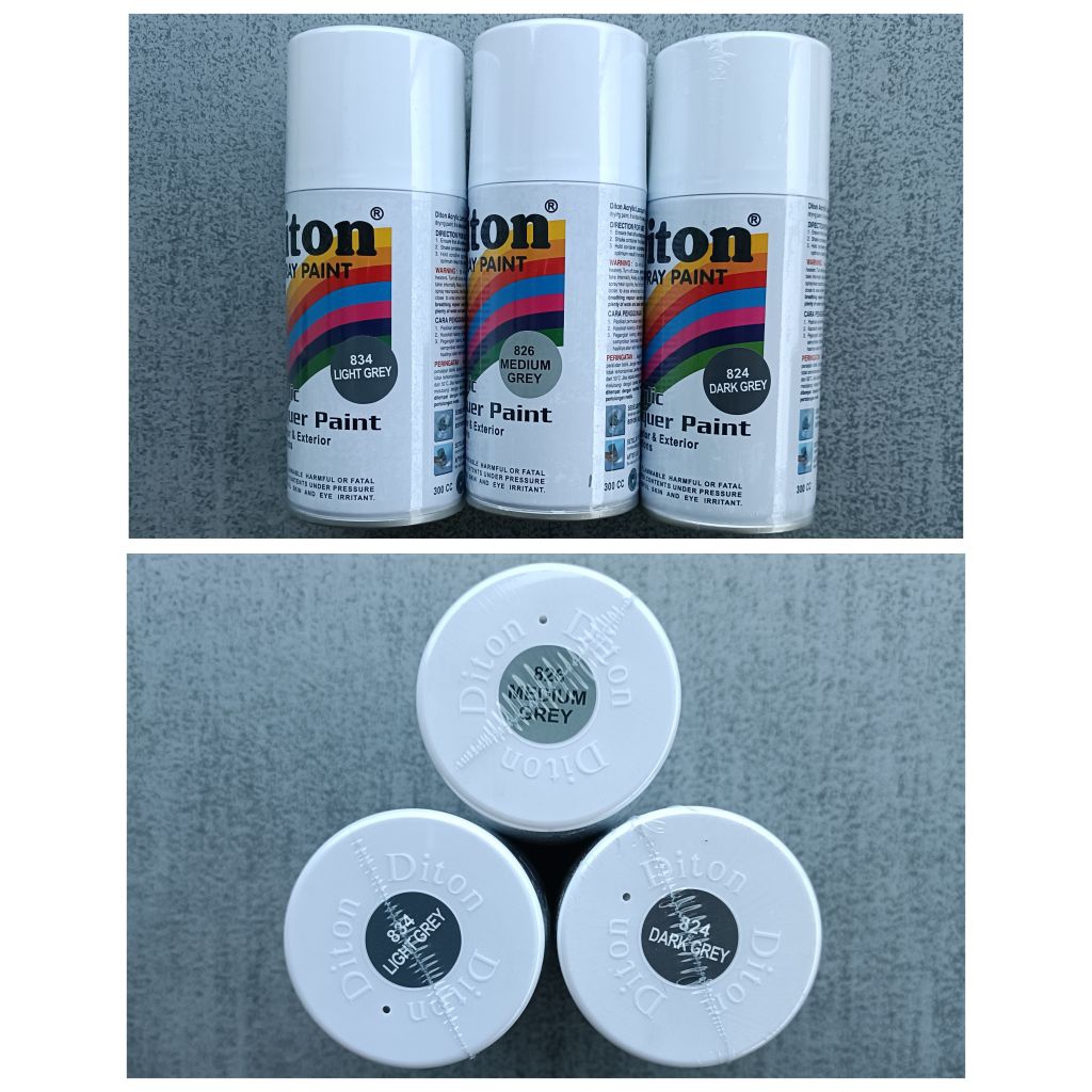 Diton Spray Paint Grup Warna Grey Abu-Abu Cat Semprot 300 cc