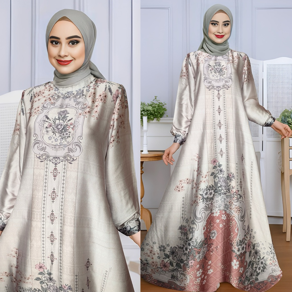 Tiara Dress |Gamis Arabian silk Motif |Gamis Pesta Bahan Silk Premium|Gamis Lebaran Terbaru