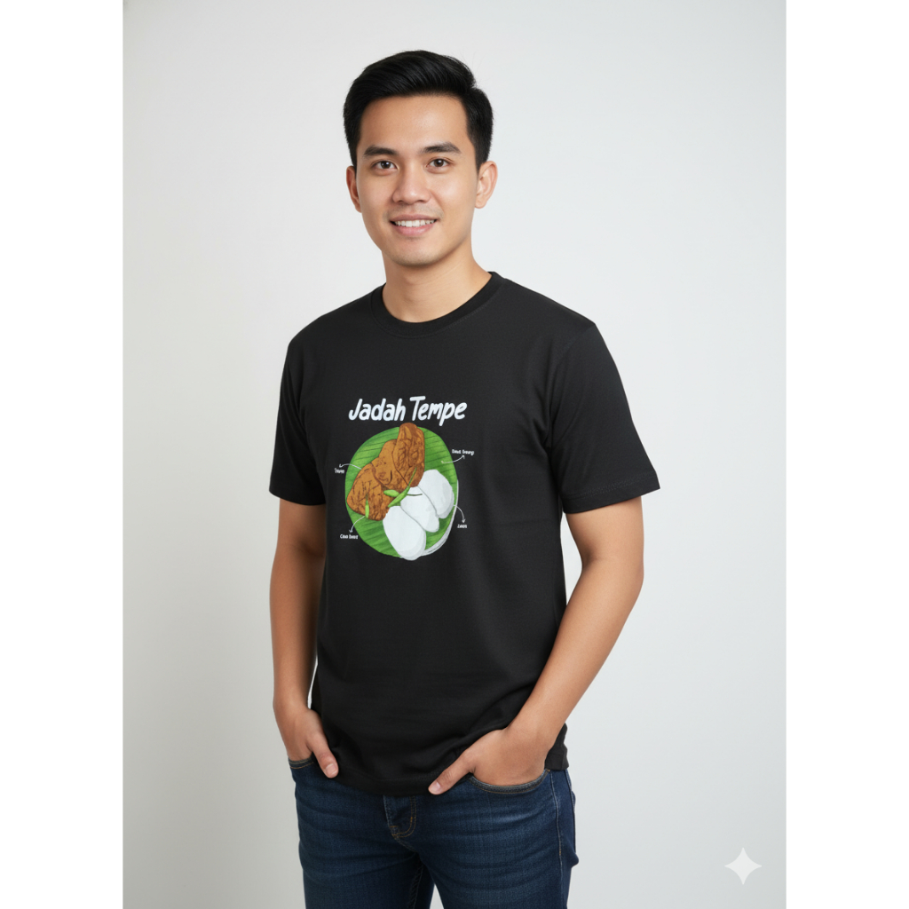 Kaos Unisex Dewasa Katun Jadah Tempe Black S-XL