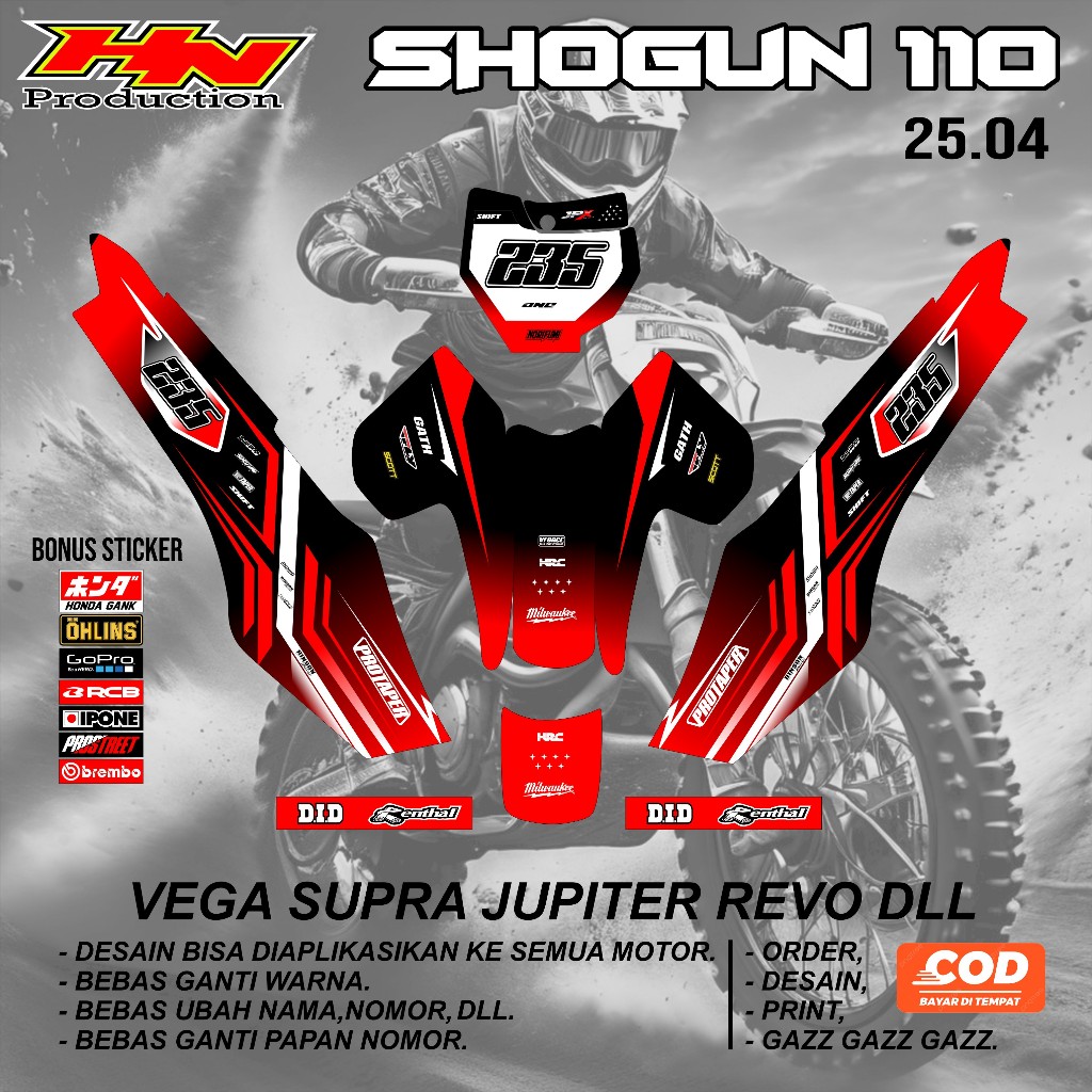 COD STRIPING STIKER  RBT SHOGUN 110 CUSTOM SUPERMOTO TERBARU KODE 25.04