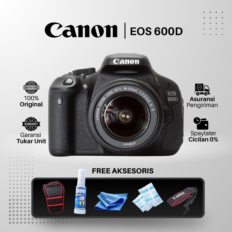 Canon EOS 600D ORIGINAL - Lensa Kit Fullset - Setara 650D 700D 1300D