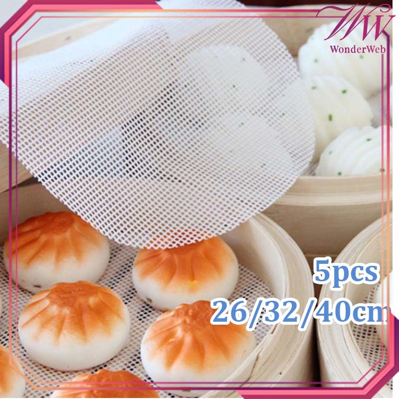 5pcs/Set Alas Kukusan Dimsum Silikon Tatakan Kukusan Dimsum Bulat 26/32/40cm Alas Kukus Dimsum Anti 