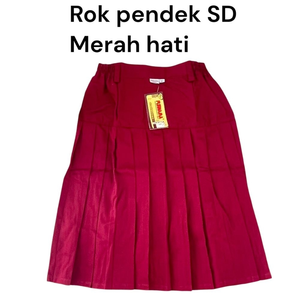 ROK PENDEK Sekolah SD  Rok Rempel turun pinggang Perempuan Seragam Sekolah SD MI MERAH HATI