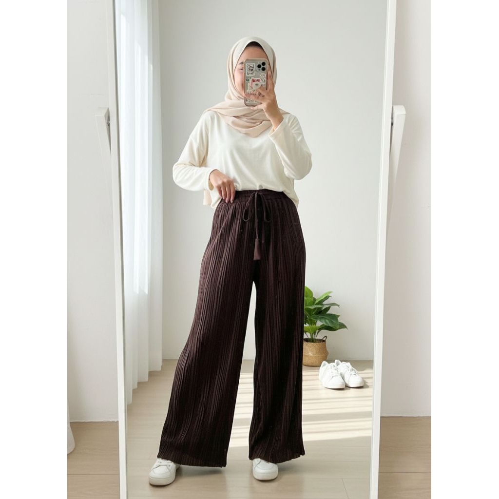 Kulot Plisket Prada/ Celana Wanita Terkini/ Kulot Plisket Wanita
