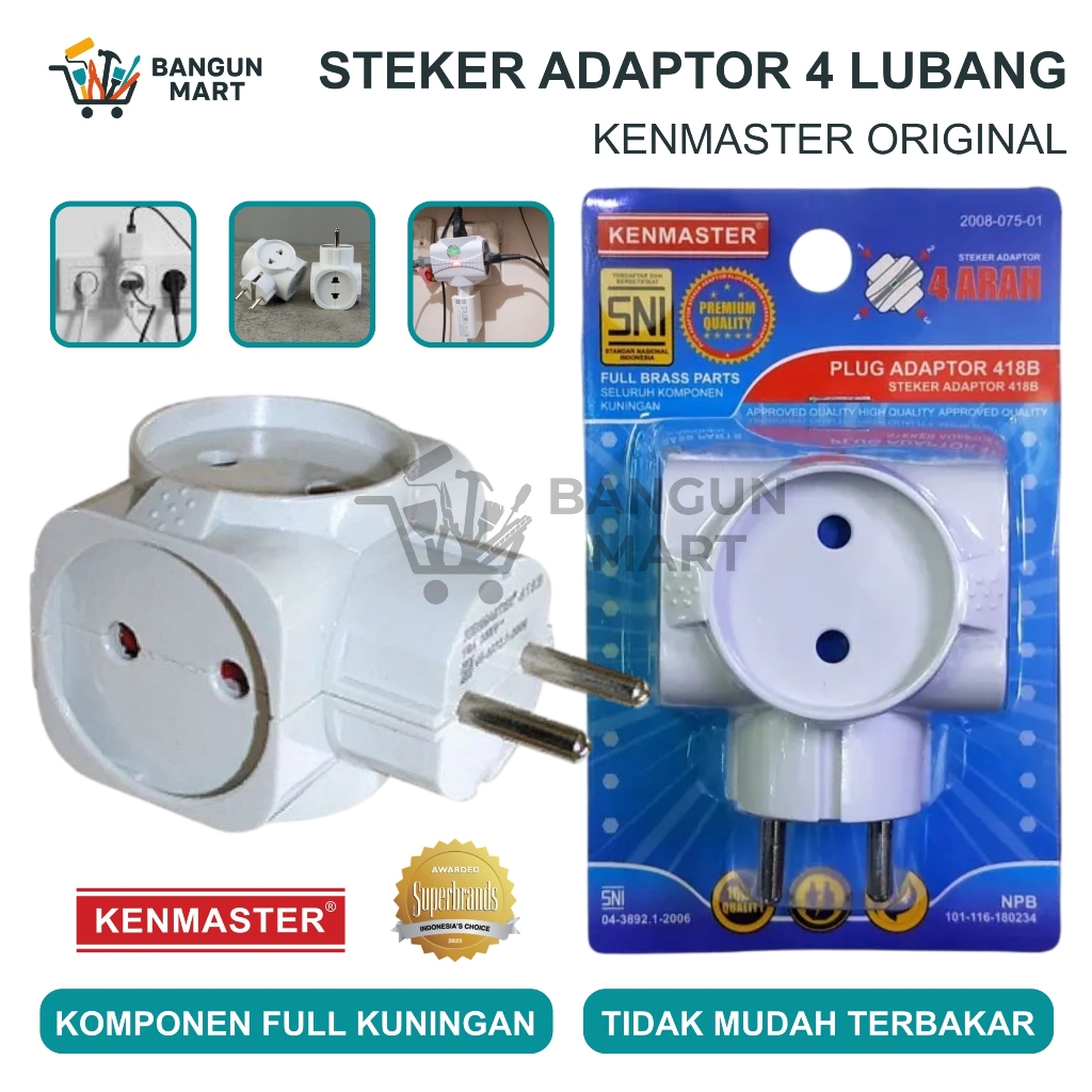 Kenmaster 3 Lubang + Colokan Serbaguna / Sambungan Stopkontak / Colokan Listrik / Steker Colokan Lis